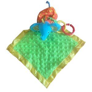EARLY YEARS ELEPHANT Minky Dot Satin Rattle SECURITY BLANKET LOVEY crinkle hang